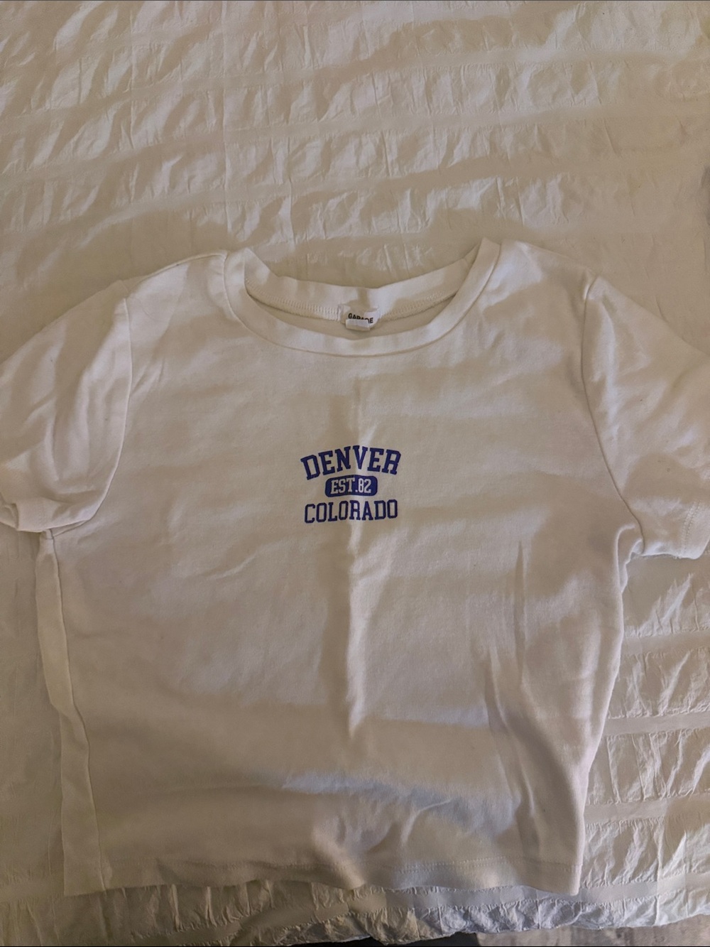 Garage Denver Colorado White with Blue Graphic
